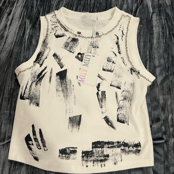 Muy Muy Black and White Sleeveless Tank Top Size L - Picture 1 of 3